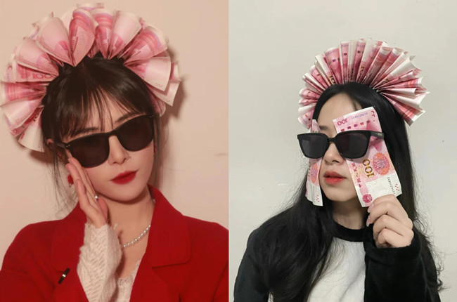  新娘簪錢花創(chuàng)意拍照，廣西彩妝寫真分享