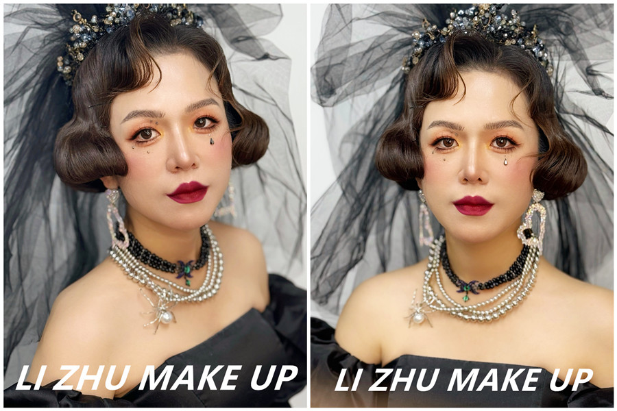 暗系朵拉造型，南寧培訓(xùn)化妝高彩作品