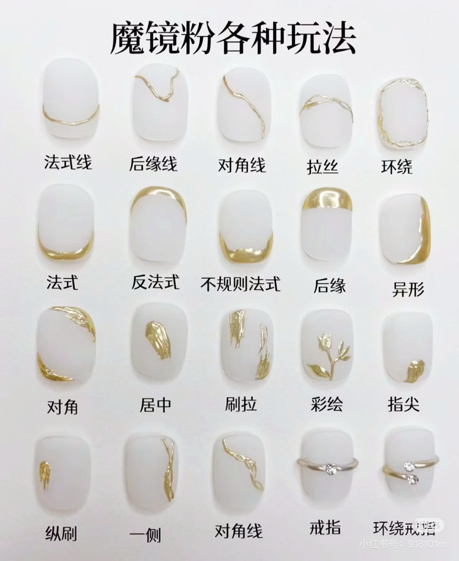 繪制不同魔鏡粉美甲的教程，廣西美甲師教學(xué)