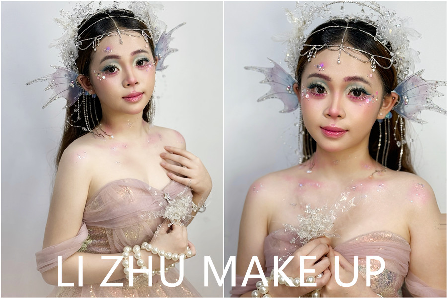 人魚妝造手法示范，南寧美妝專業(yè)學(xué)校課堂