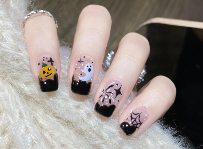 萬(wàn)圣節(jié)煙花美甲，南寧美甲進(jìn)修分享教程