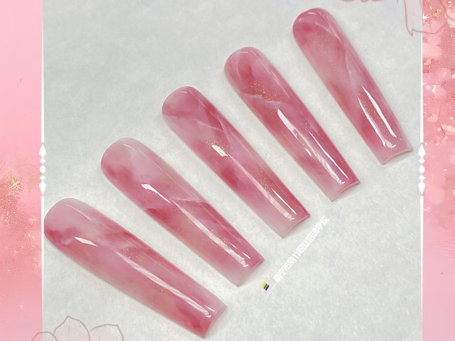 大理石暈染美甲，南寧教美甲
